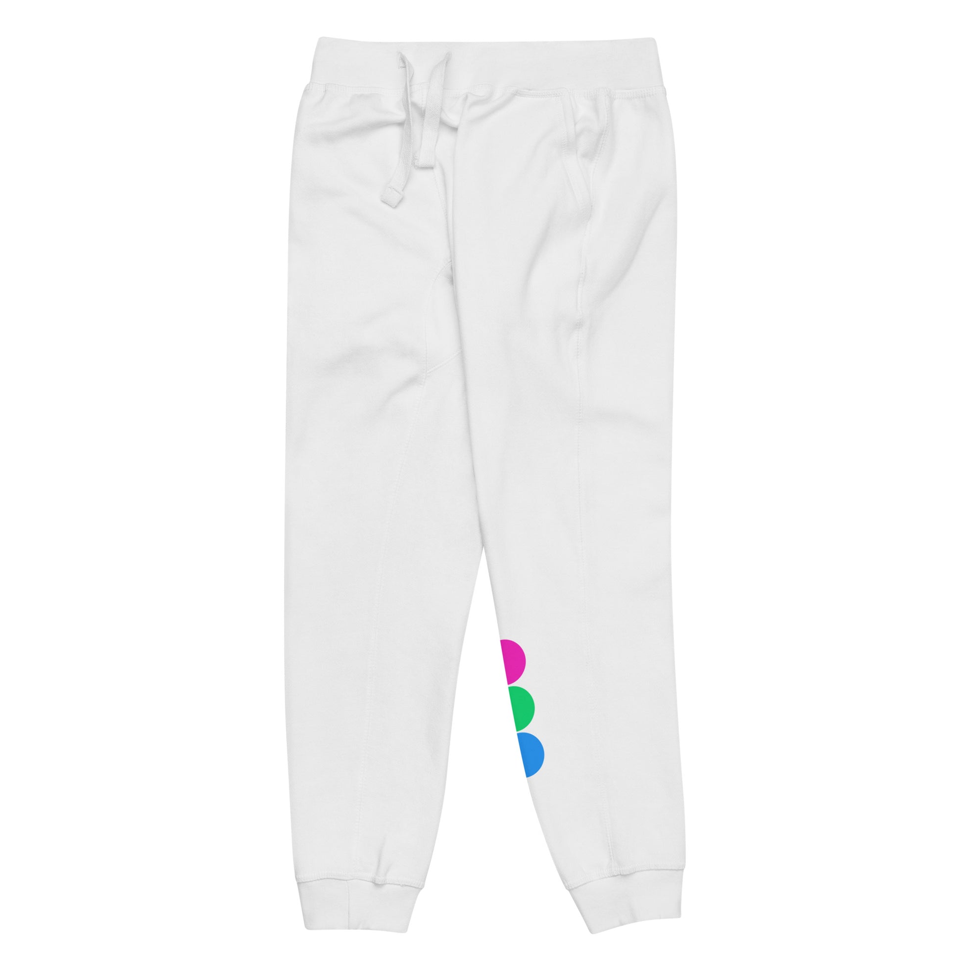 Polysexual Poly Pride Joggers Sweatpants - Circles unisex-fleece-sweatpants-white-front-left-638adb9d31408