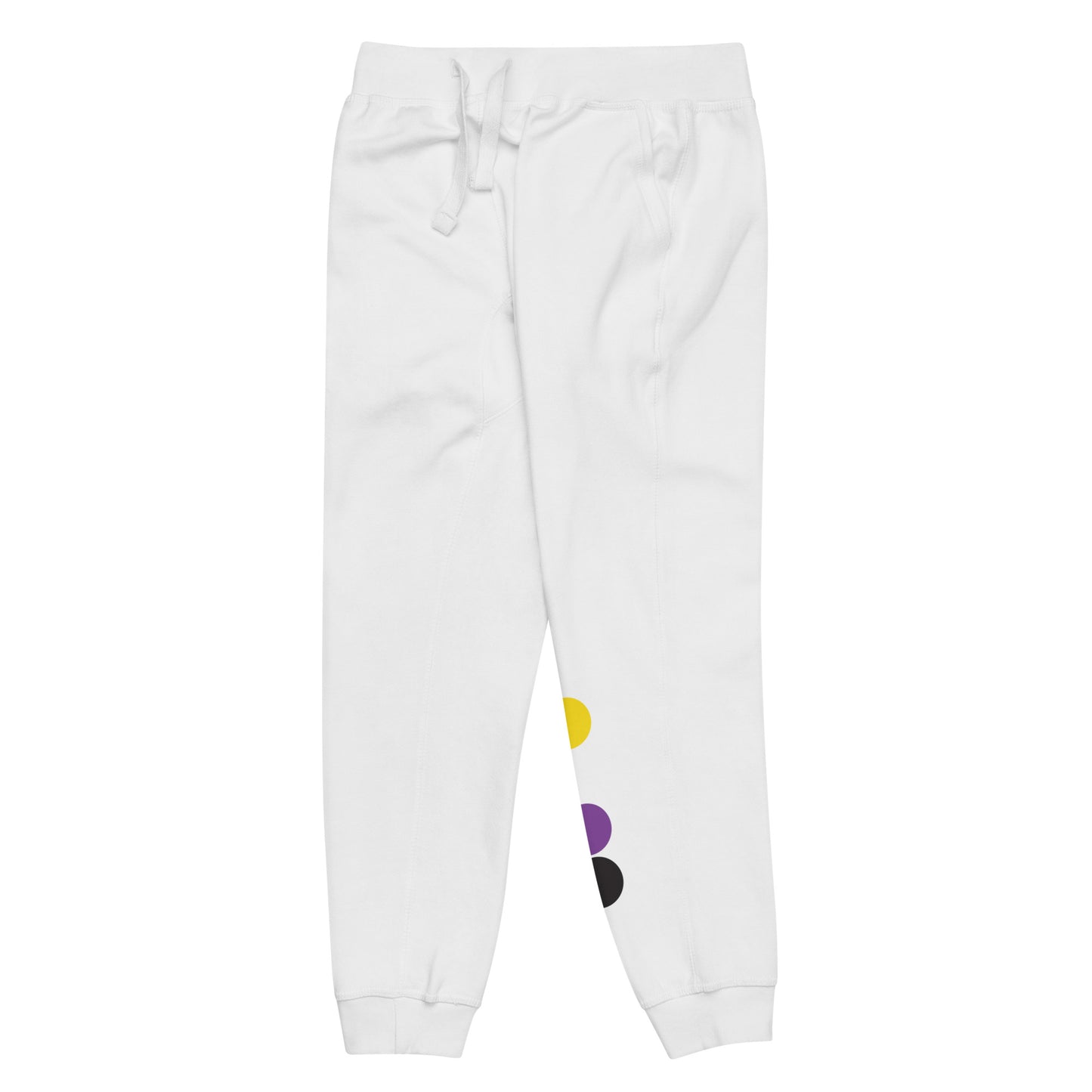 Nonbinary Enby Pride Sweatpants - Circles unisex-fleece-sweatpants-white-front-left-638bc48ba7517