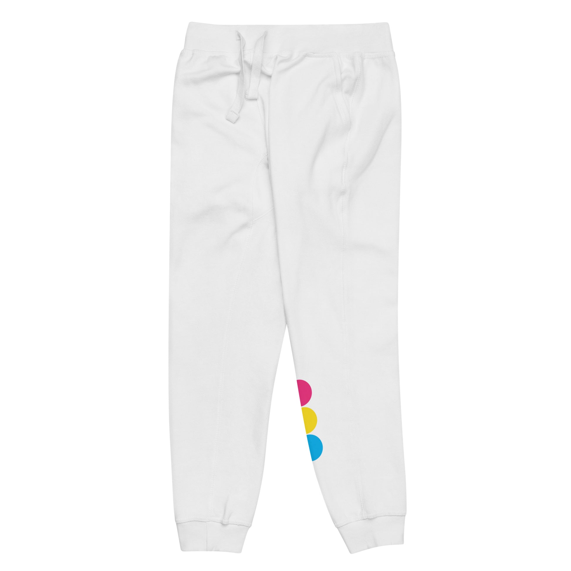 Pansexual Pan Pride Joggers Sweatpants - Circles unisex-fleece-sweatpants-white-front-left-638bc7e98ec1b