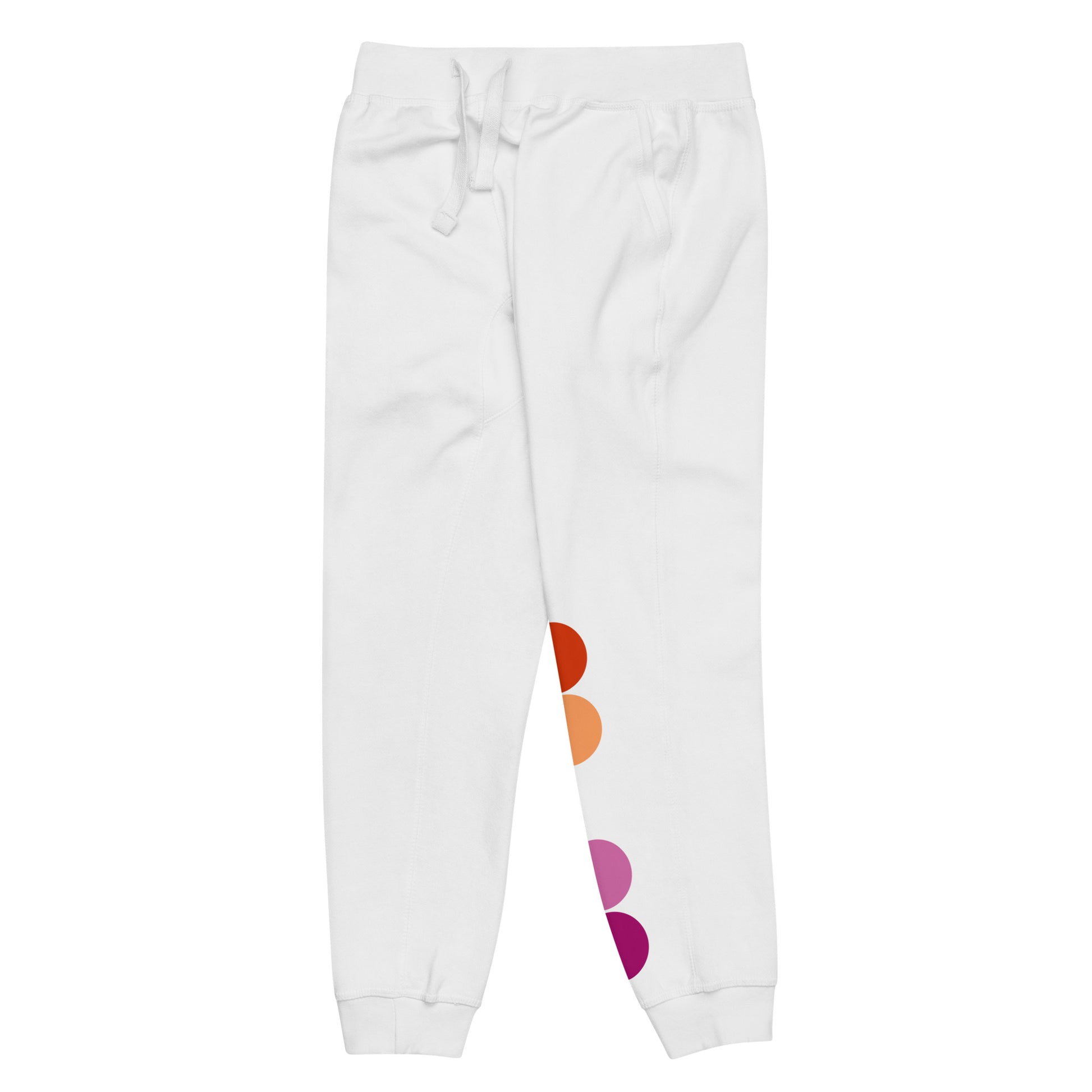 Lesbian Pride Sweatpants Joggers - Circles unisex-fleece-sweatpants-white-front-left-63bb952b7f964