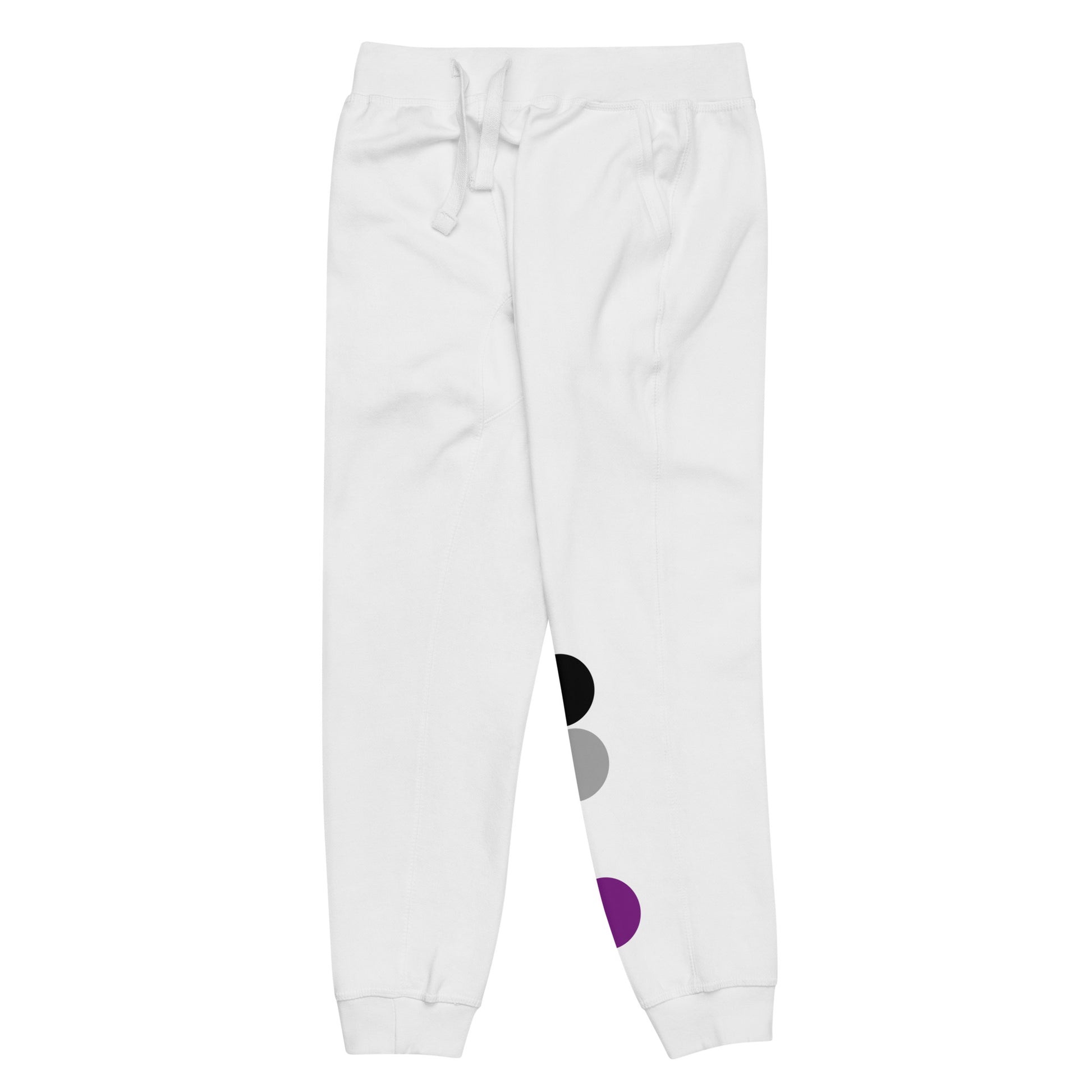 Asexual Ace Pride Sweatpants with Circles unisex-fleece-sweatpants-white-front-left-63bb969eb8520