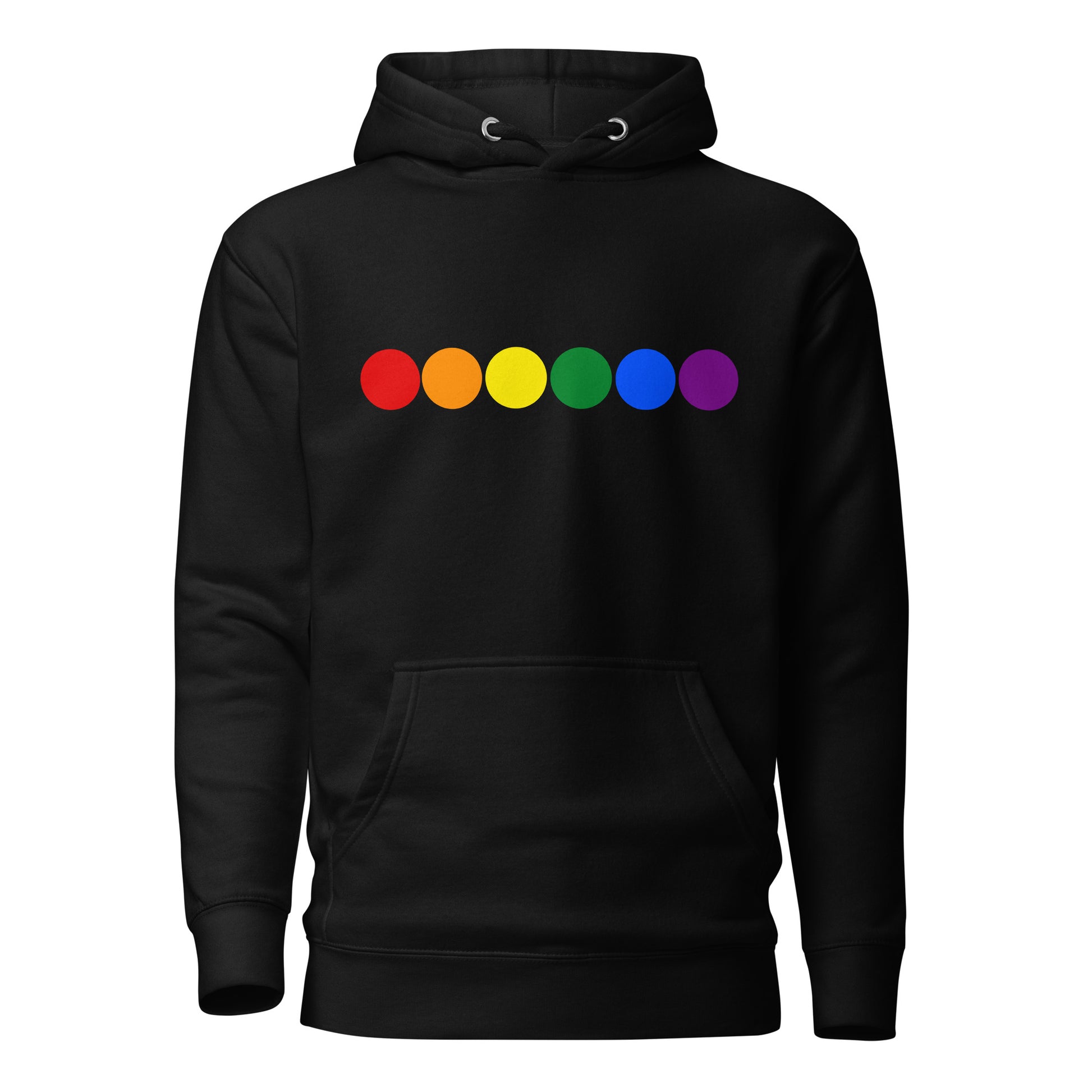 LGBTQ Pride Sweatshirt Hoodie - Circles Black Pride unisex-premium-hoodie-black-front-638ac7b66519b