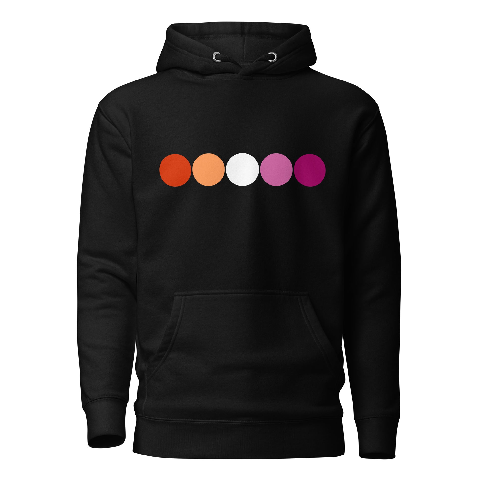 Lesbian Pride Hoodie - Circles Black Lesbian unisex-premium-hoodie-black-front-639a750c0cae1