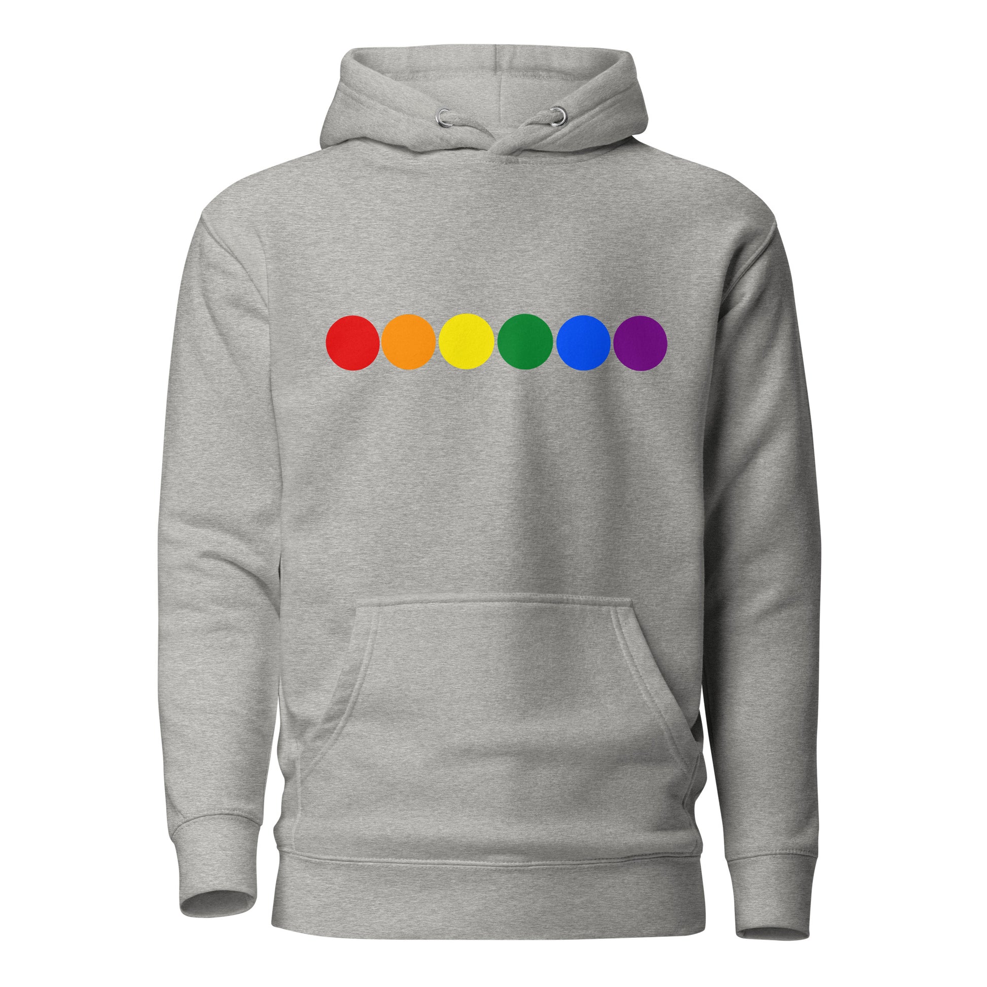 LGBTQ Pride Sweatshirt Hoodie - Circles Carbon Grey Pride unisex-premium-hoodie-carbon-grey-front-638ac7b667435