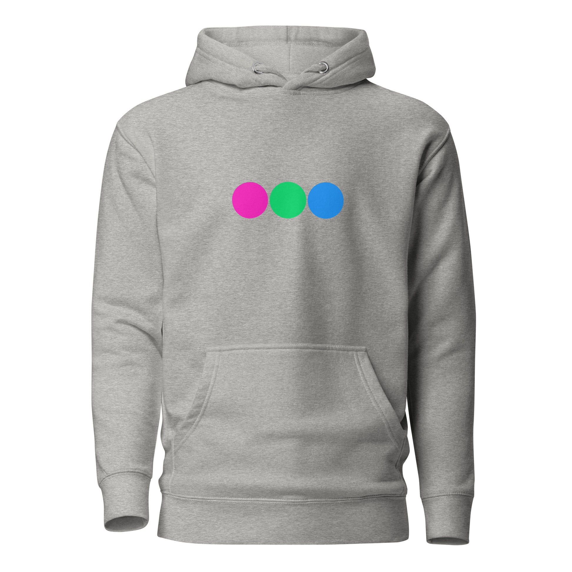 Polysexual Poly Pride Hoodie - Circles Carbon Grey Polysexual unisex-premium-hoodie-carbon-grey-front-638ad7c28fb15