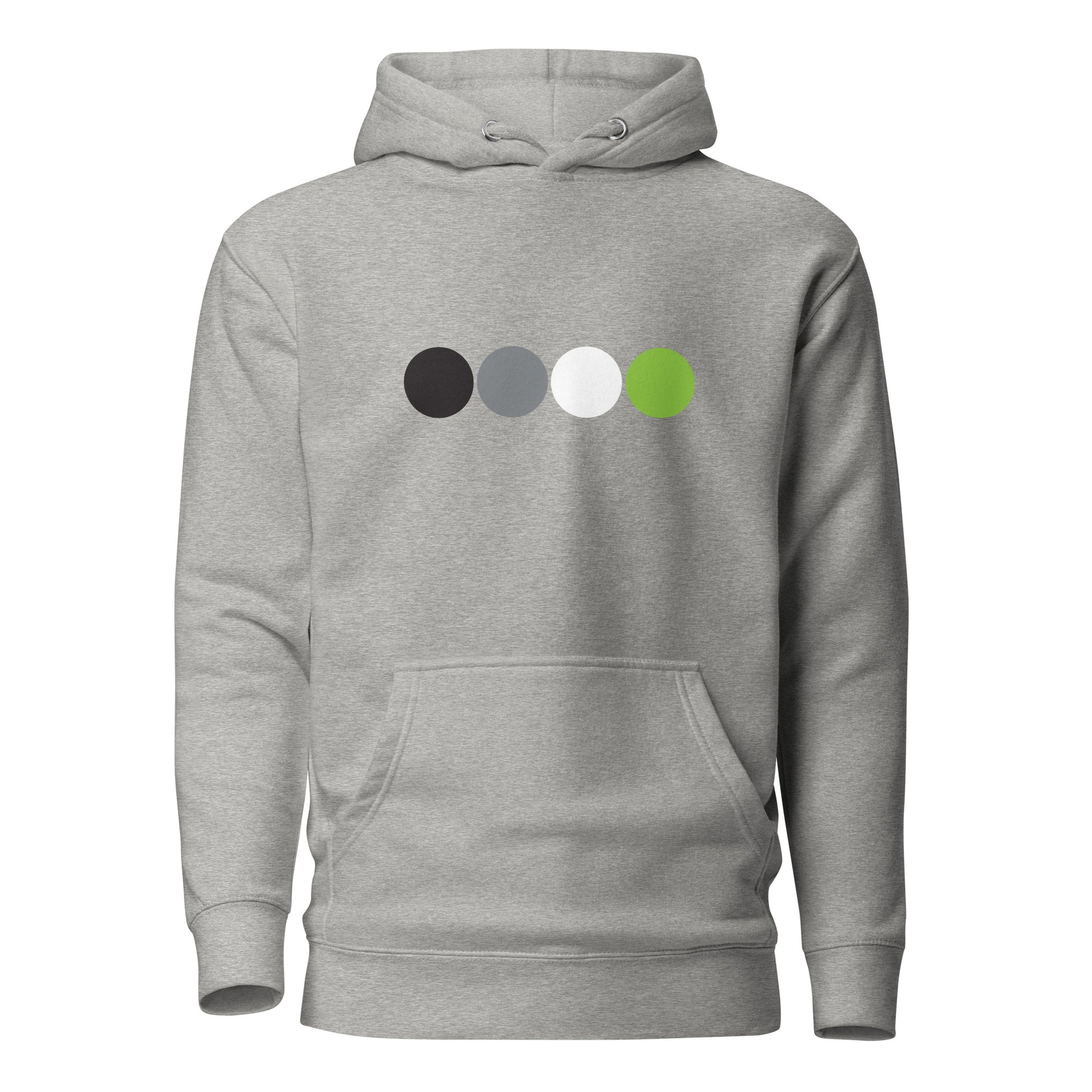 Agender Pride Hoodie Sweatshirt with Circles Carbon Grey Agender unisex-premium-hoodie-carbon-grey-front-638bc4ea8be6a