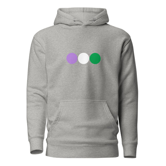 Genderqueer Pride Hoodie - Circles Carbon Grey Genderqueer unisex-premium-hoodie-carbon-grey-front-638bc66ad5fbc