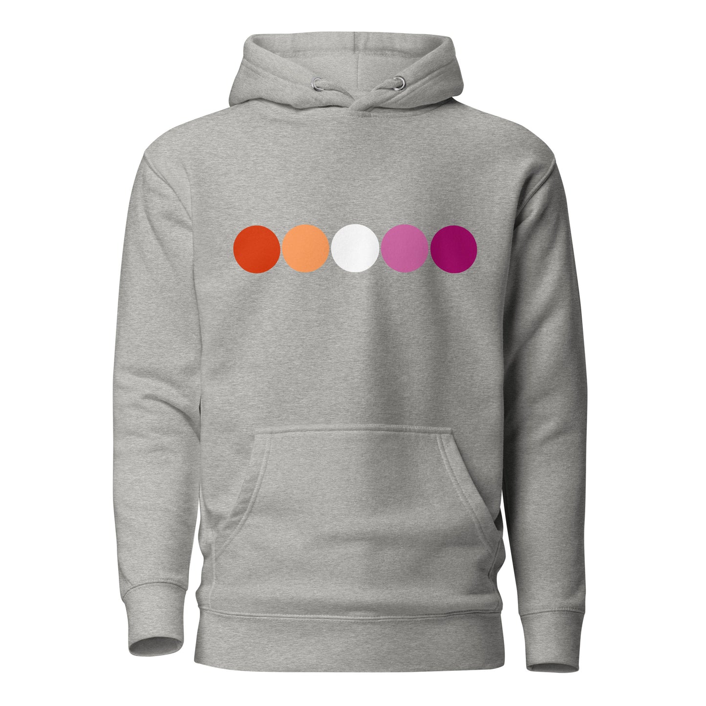 Lesbian Pride Hoodie - Circles Carbon Grey Lesbian unisex-premium-hoodie-carbon-grey-front-639a750c0e39f