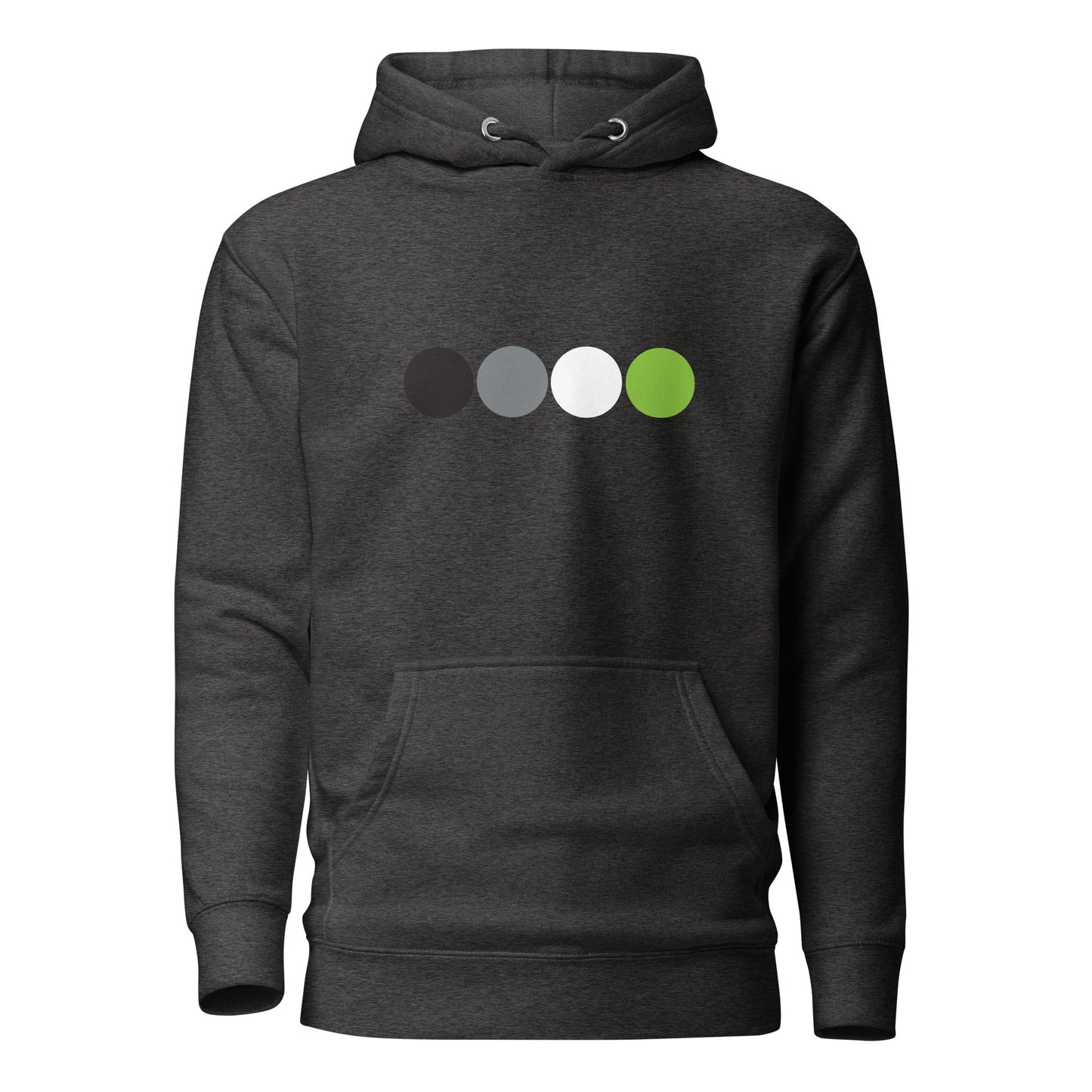 Agender Pride Hoodie Sweatshirt with Circles Charcoal Heather Agender unisex-premium-hoodie-charcoal-heather-front-638bc4ea8de9e