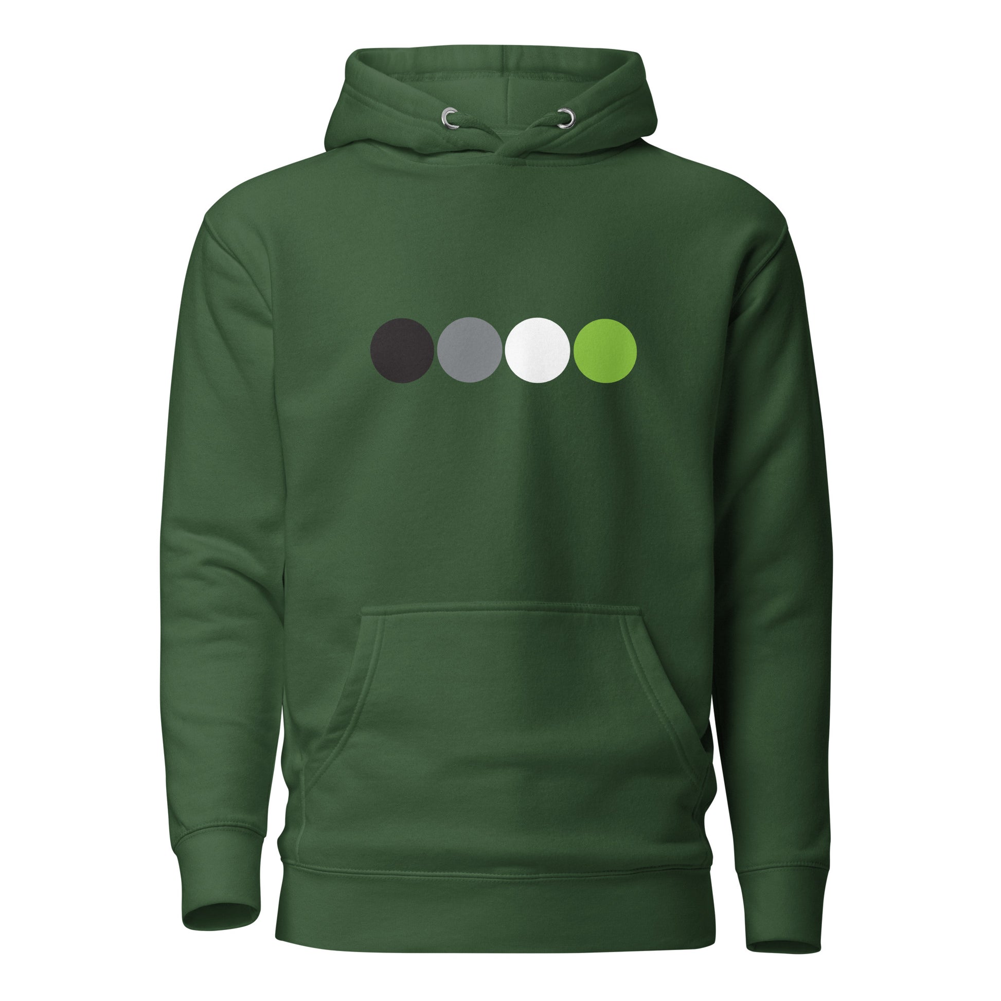 Agender Pride Hoodie Sweatshirt with Circles Forest Green Agender unisex-premium-hoodie-forest-green-front-638bc4ea8e712