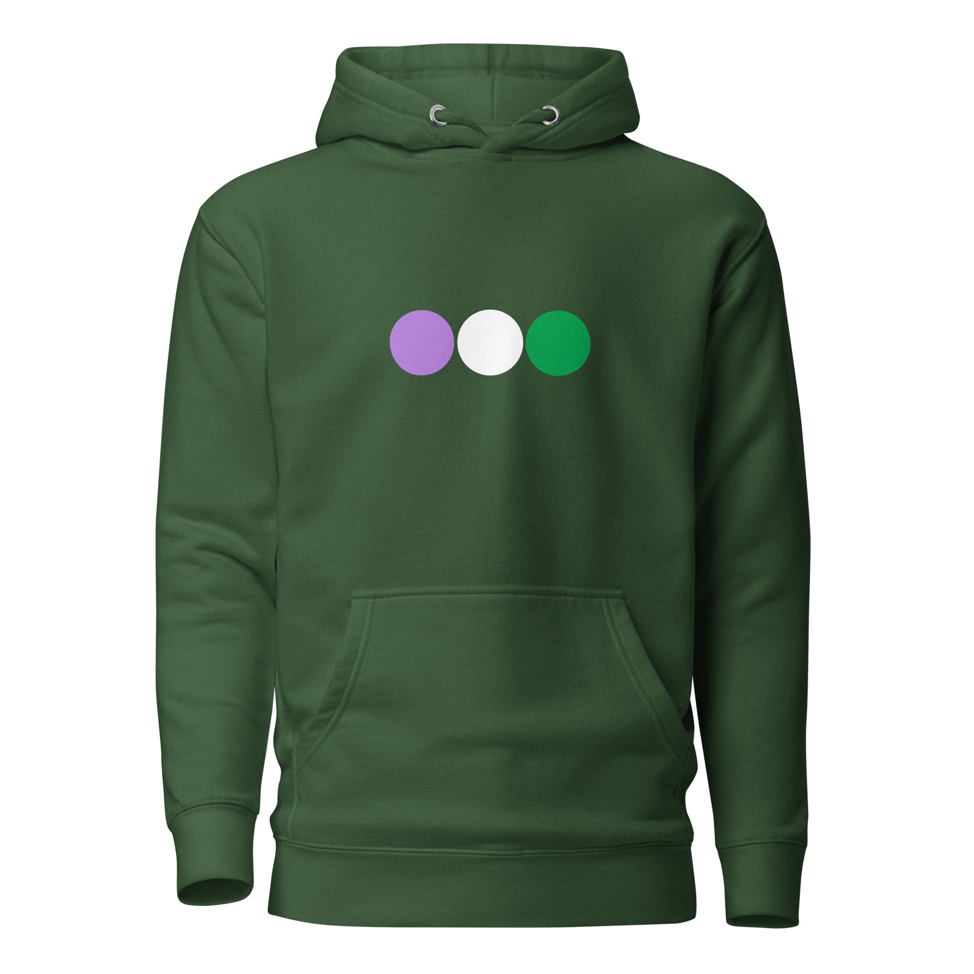 Genderqueer Pride Hoodie - Circles Forest Green Genderqueer unisex-premium-hoodie-forest-green-front-638bc66ad9a00