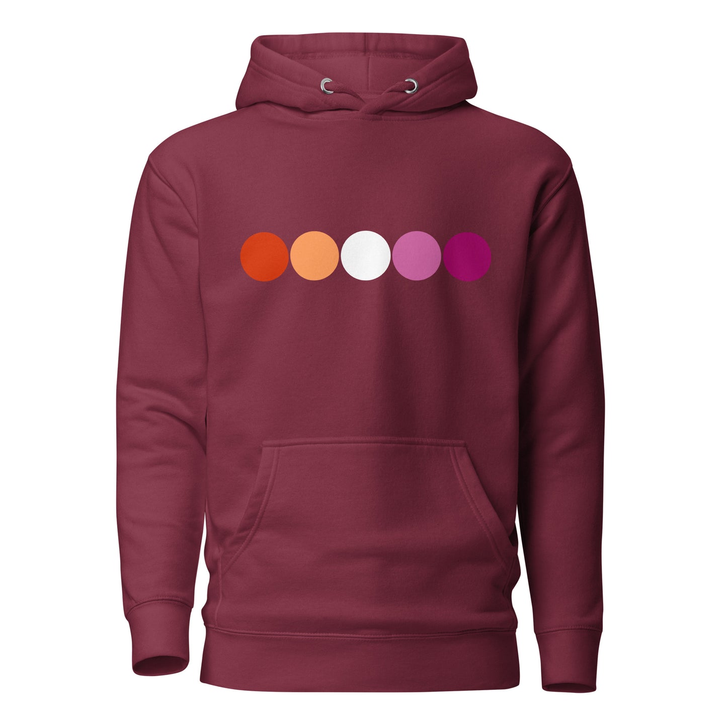 Lesbian Pride Hoodie - Circles Maroon Lesbian unisex-premium-hoodie-maroon-front-639a750c0b7fe