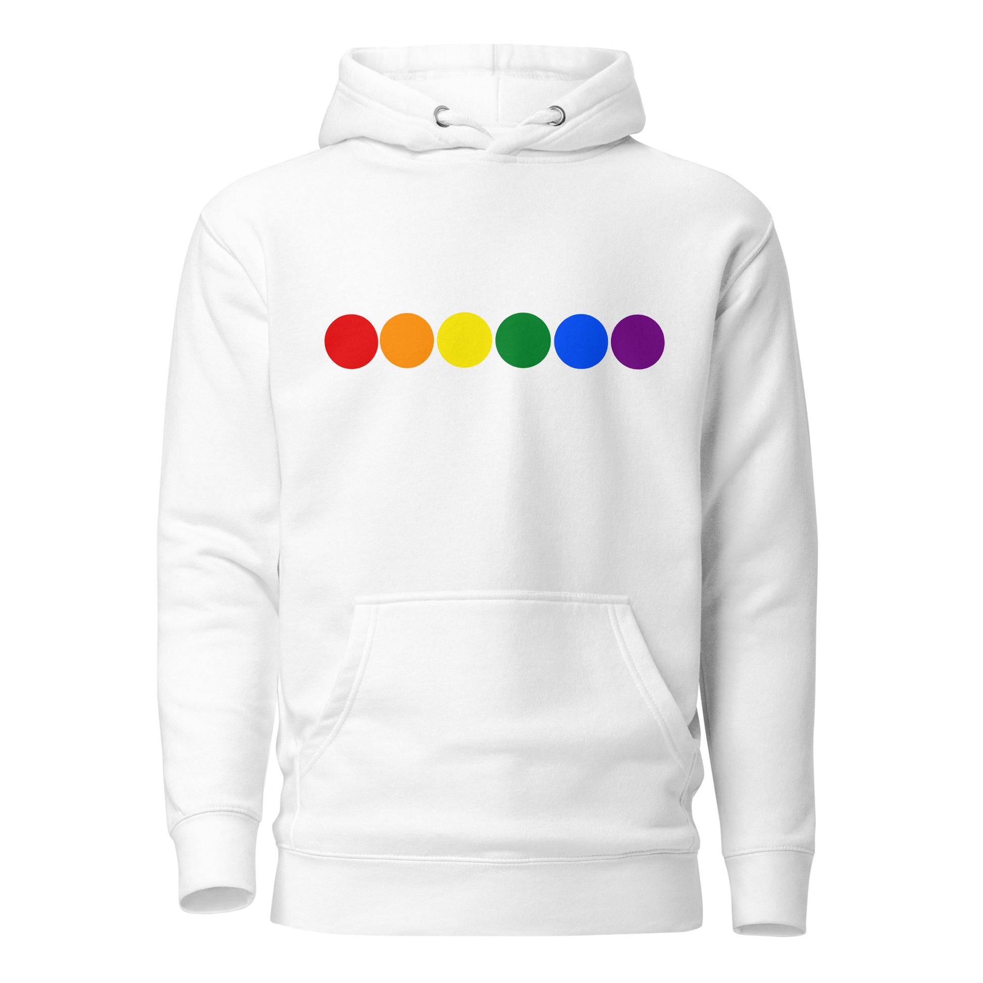 LGBTQ Pride Sweatshirt Hoodie - Circles White Pride unisex-premium-hoodie-white-front-638ac7b667a6d