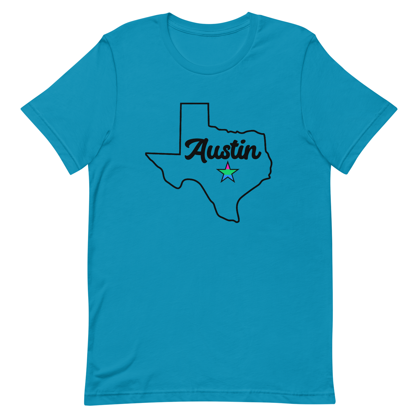 Austin Texas Polysexual Star Tee Aqua Polysexual unisex-staple-t-shirt-aqua-front-635b391071f68