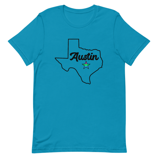 Austin Texas Polysexual Star Tee Aqua Polysexual unisex-staple-t-shirt-aqua-front-635b391071f68