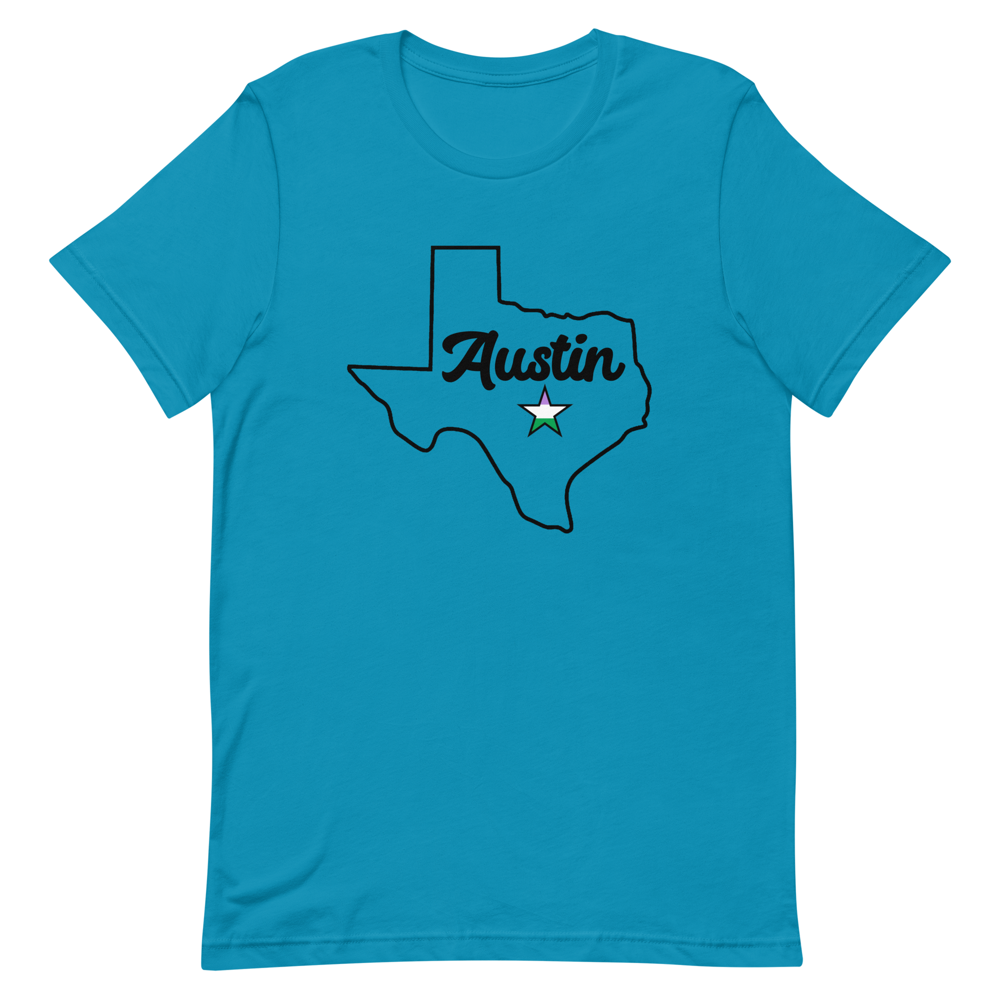 Austin Texas Genderqueer Star Tee Aqua Genderqueer unisex-staple-t-shirt-aqua-front-635c1429a4ed1