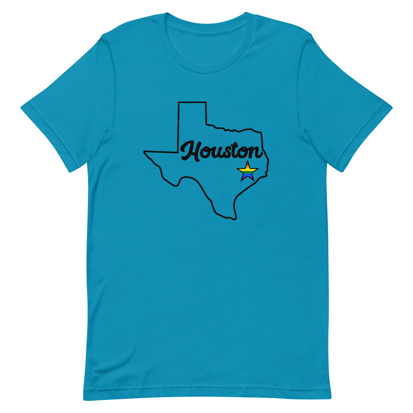 Houston Texas Pride Star Tee Aqua Pride unisex-staple-t-shirt-aqua-front-635c1bb2ed965