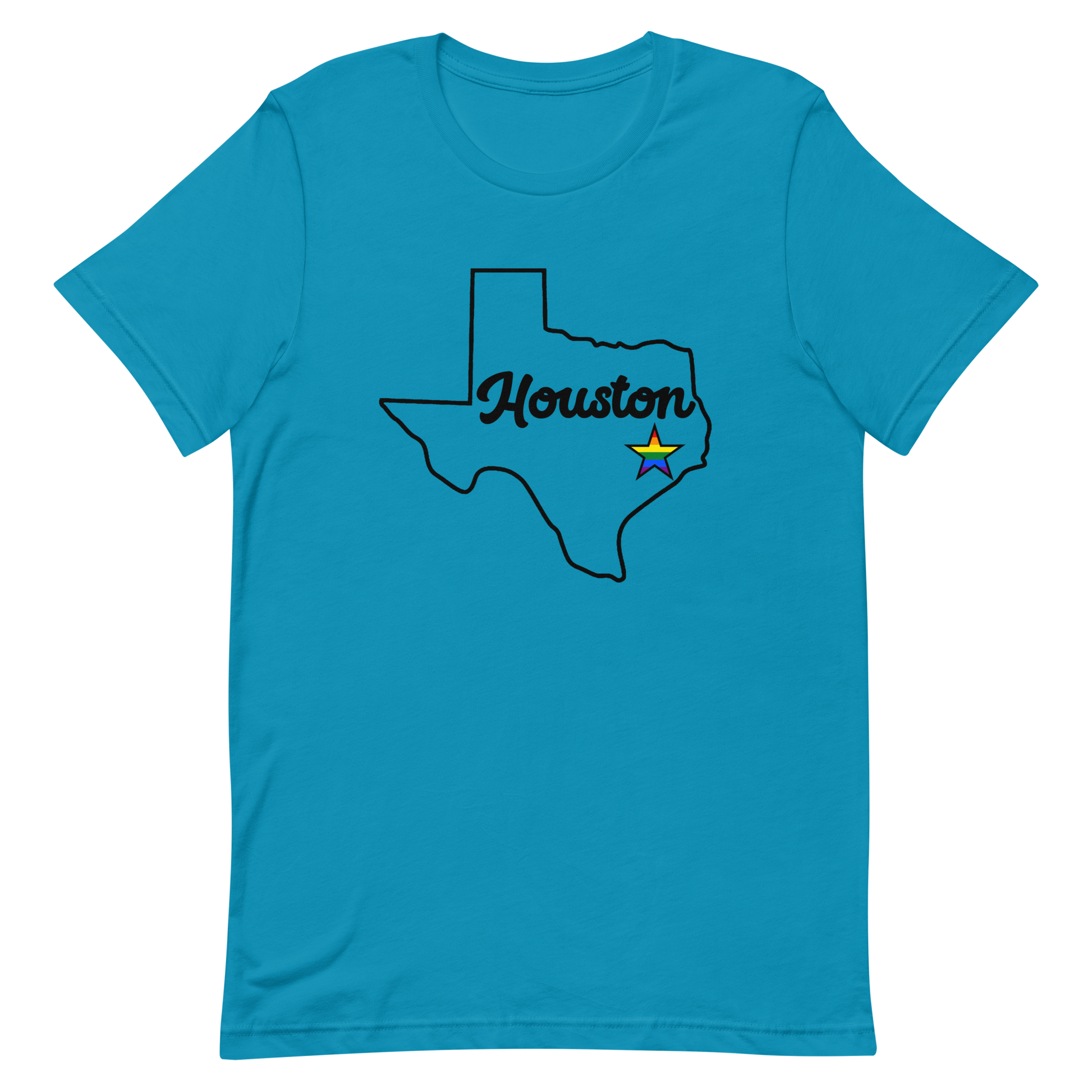 Houston Texas Pride Star Tee Aqua Pride unisex-staple-t-shirt-aqua-front-635c1bb2ed965