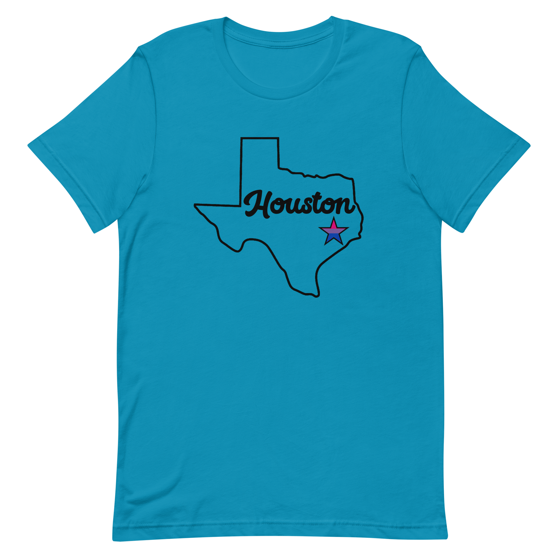 Houston Texas Bisexual Star Tee Aqua Bisexual unisex-staple-t-shirt-aqua-front-635c2df6ba0b8