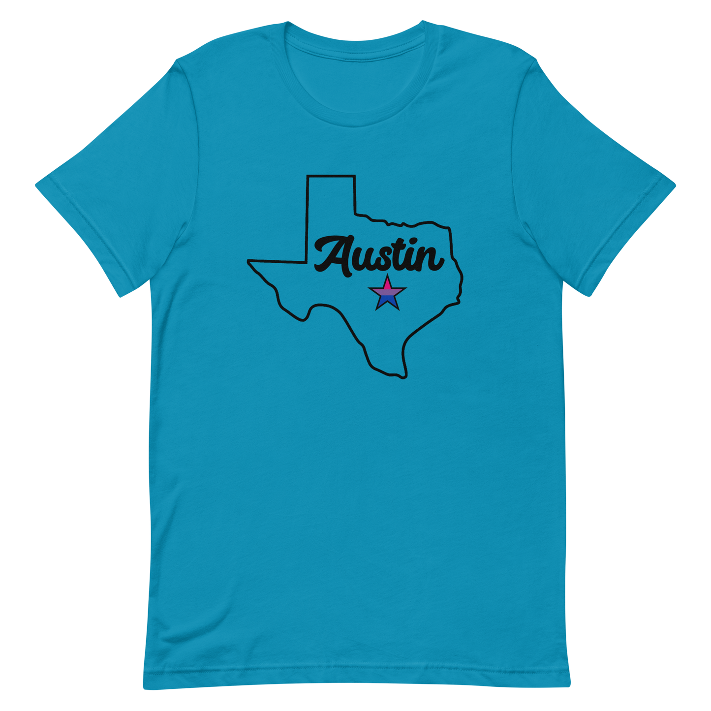 Austin Texas Bisexual Star Tee Aqua Bisexual unisex-staple-t-shirt-aqua-front-636316469f8ed