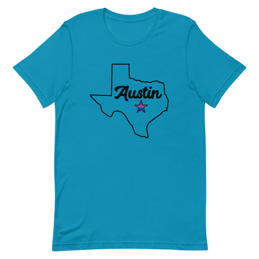 Austin Texas Bisexual Star Tee Aqua Bisexual unisex-staple-t-shirt-aqua-front-636316469f8ed