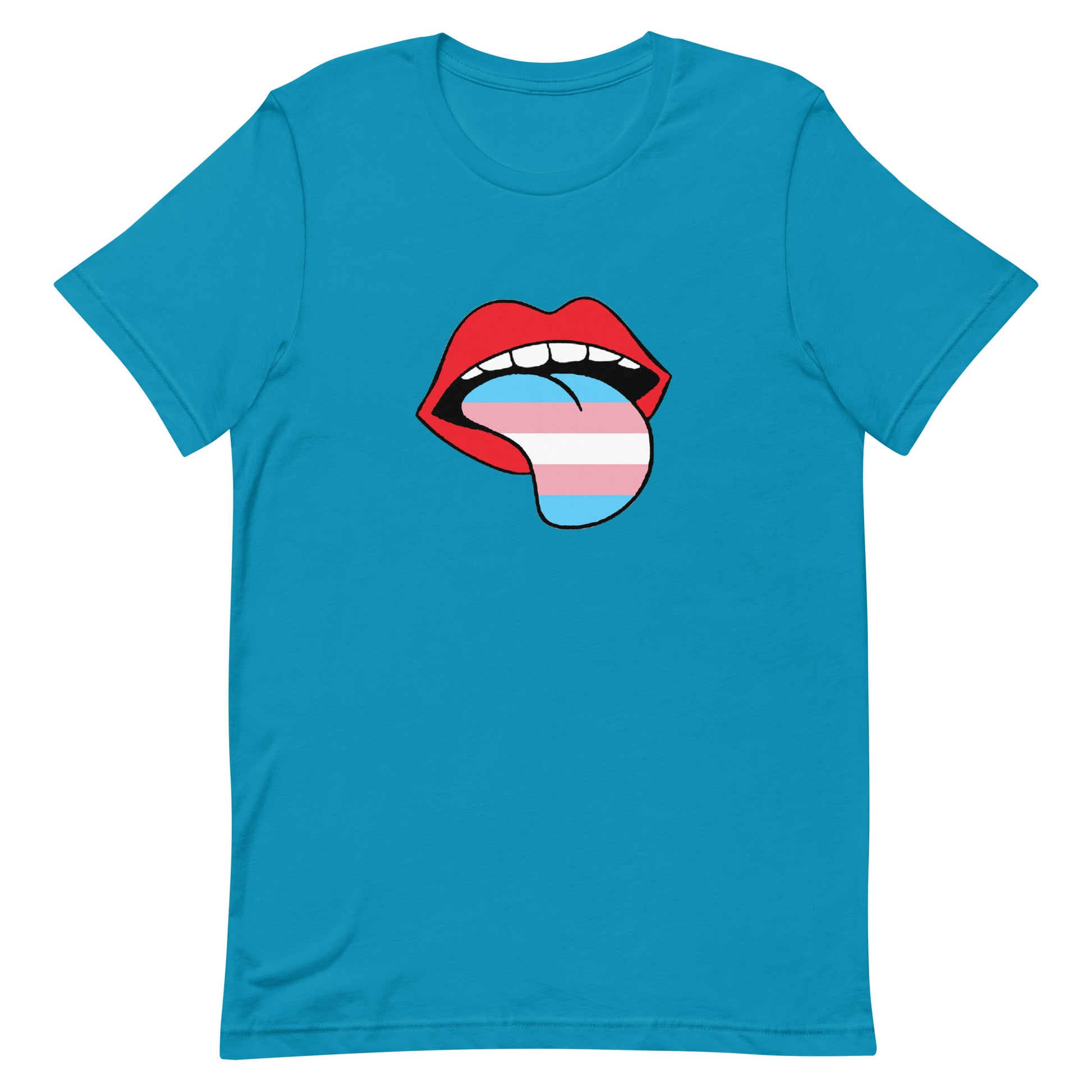 Transgender Trans Pride T-Shirt - Tongue Aqua Transgender unisex-staple-t-shirt-aqua-front-63b4b9593f0b8