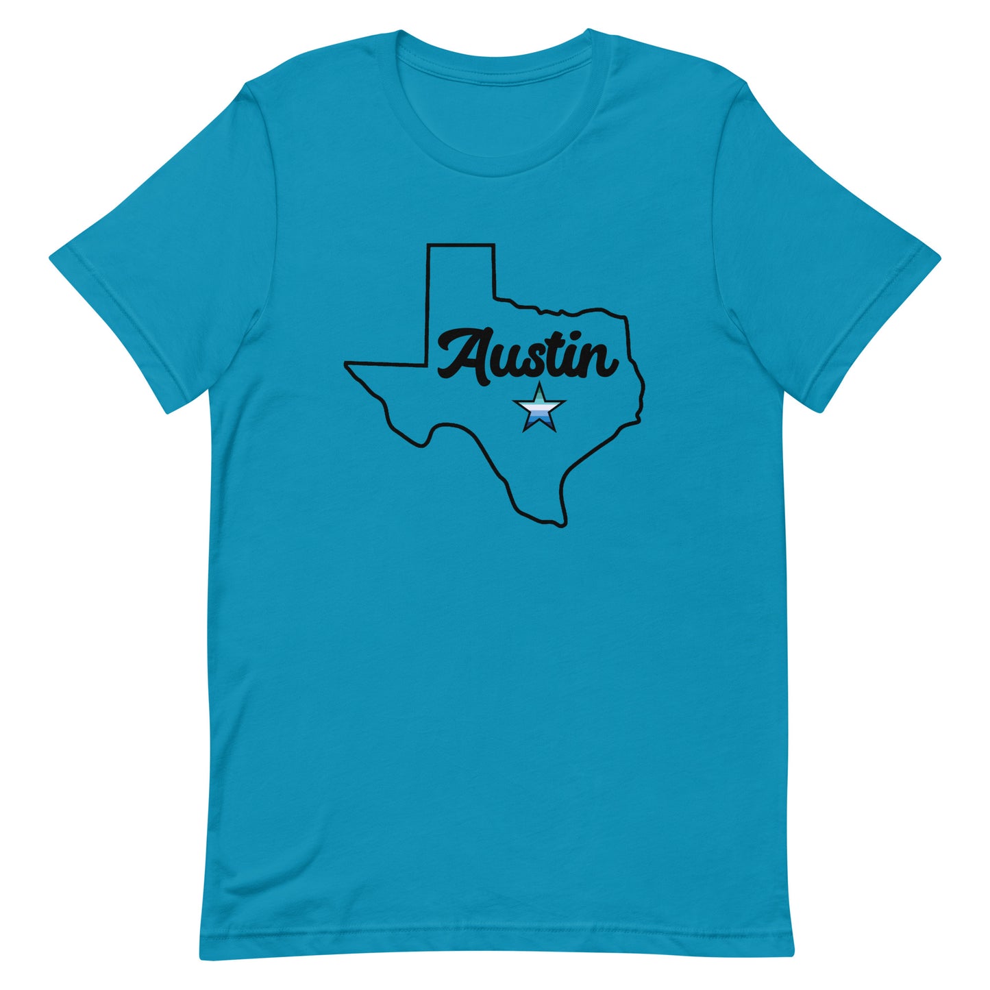 Austin Texas Gay Star Tee Aqua Gay unisex-staple-t-shirt-aqua-front-63b4cc543b4fe