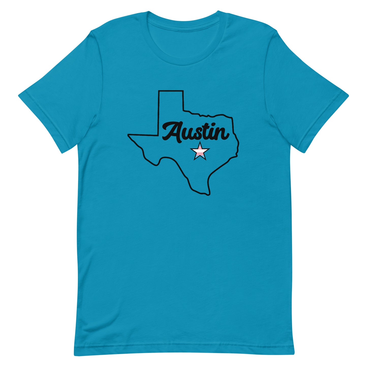 Austin Texas Trans Star Tee Aqua Transgender unisex-staple-t-shirt-aqua-front-63b4cda7313df