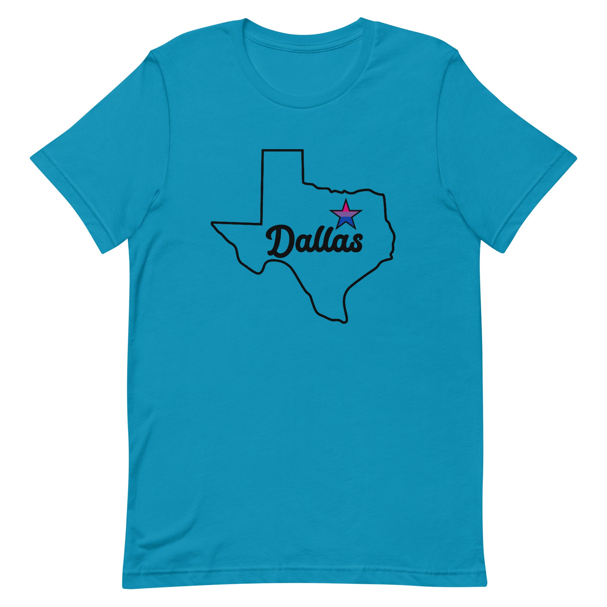 Dallas Texas Bisexual Star Tee Aqua Bisexual unisex-staple-t-shirt-aqua-front-63b62891074ca