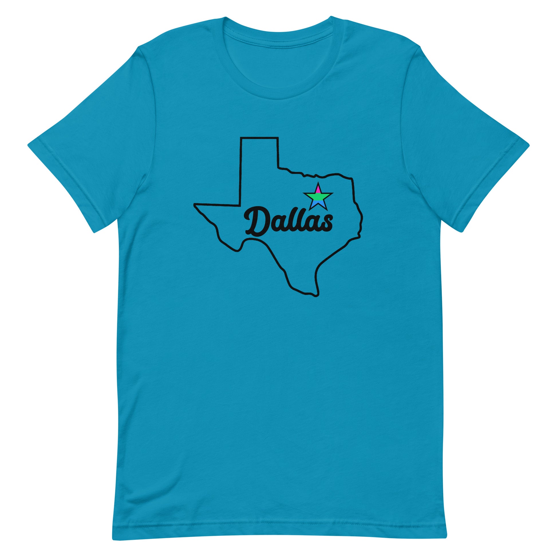 Dallas Texas Polysexual Star Tee Aqua Polysexual unisex-staple-t-shirt-aqua-front-63b629e6843f3