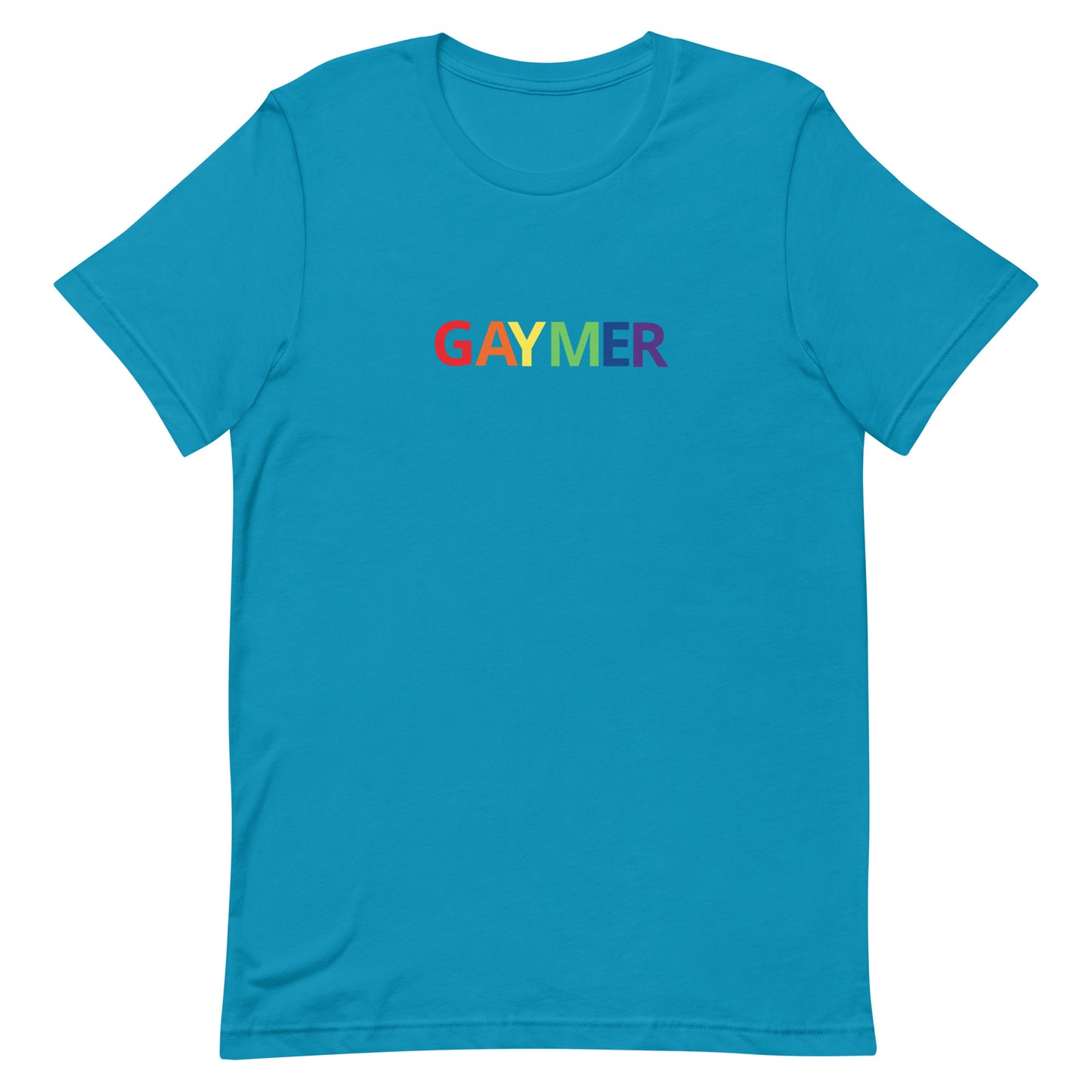 Gaymer Tee Aqua Gay unisex-staple-t-shirt-aqua-front-63b76fd2add9a