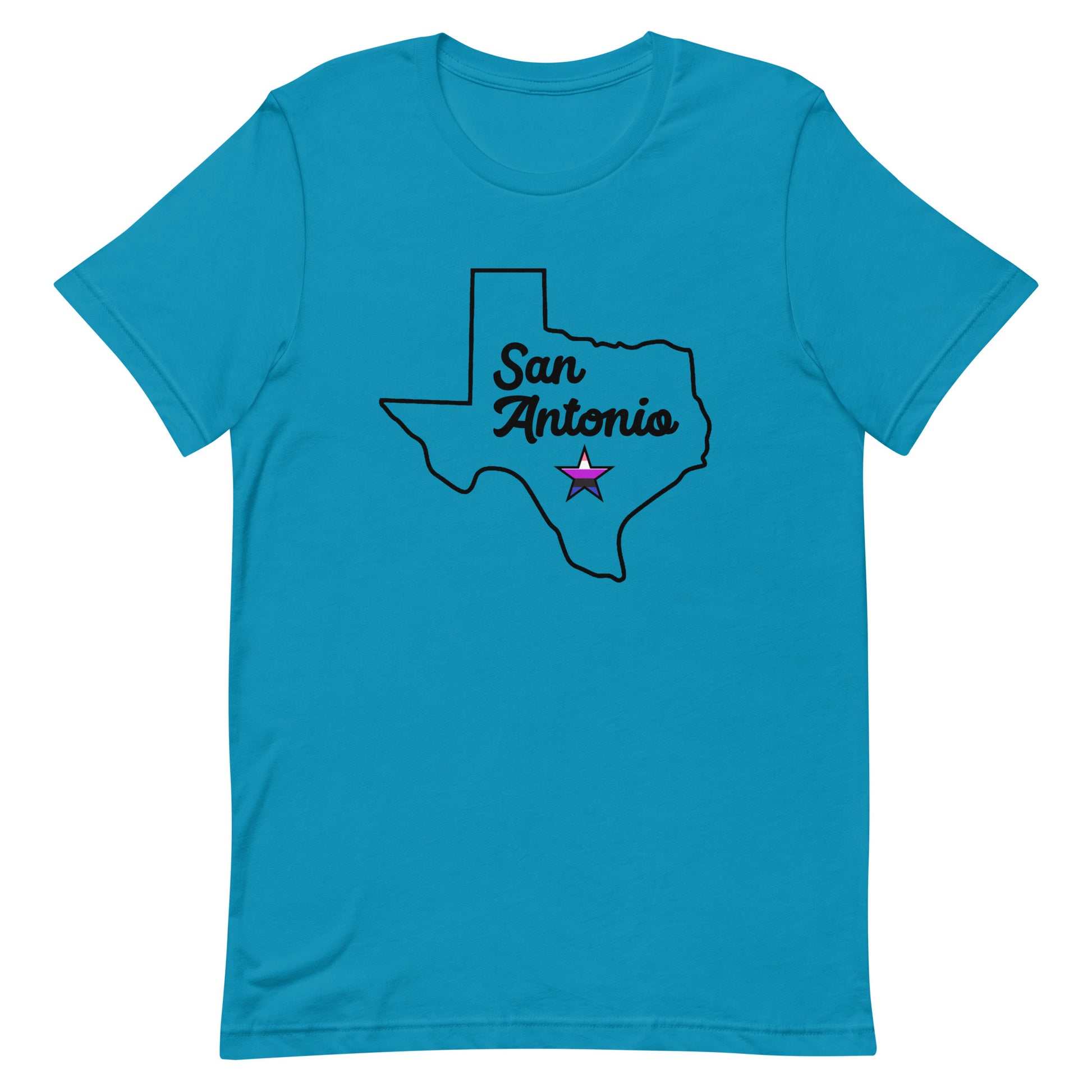 San Antonio Texas Genderfluid Star T-shirt Aqua Genderfluid unisex-staple-t-shirt-aqua-front-63b776e5cde05