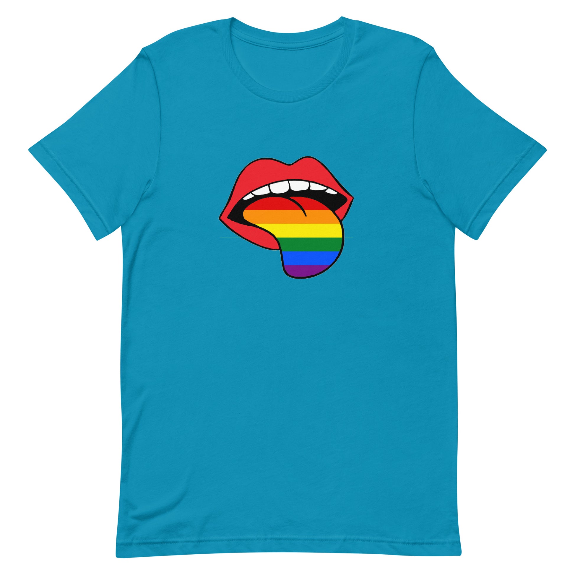 LGBTQ Pride T-Shirt - Rainbow Tongue Aqua Pride unisex-staple-t-shirt-aqua-front-63b899c72e113