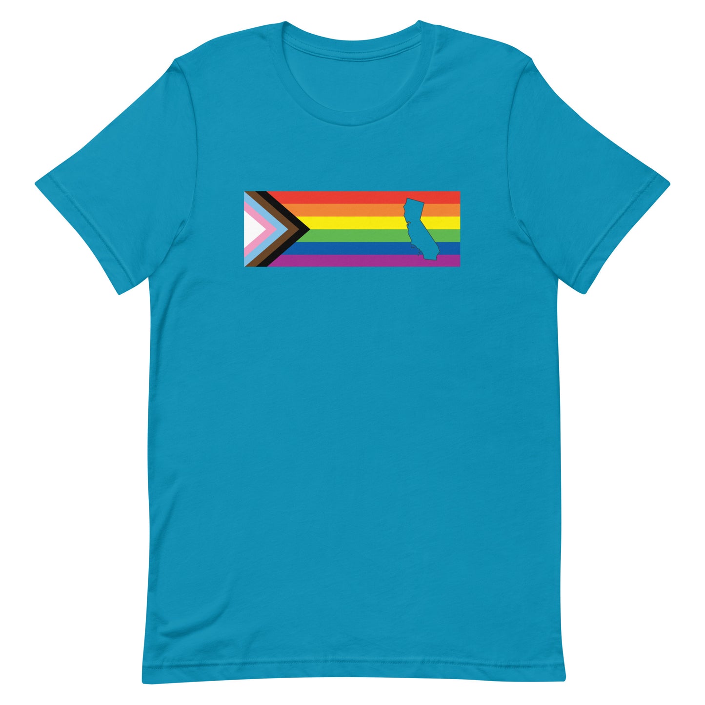 LGBTQ Progress California Tee - Daniel Quasar Aqua unisex-staple-t-shirt-aqua-front-63b9dc2dcda76