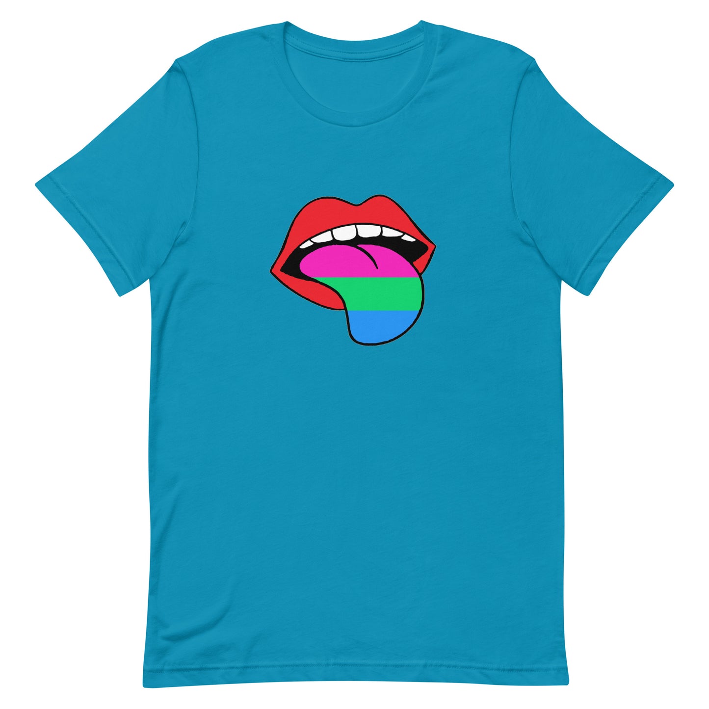 Polysexual Poly Pride T-Shirt - Tongue Aqua Polysexual unisex-staple-t-shirt-aqua-front-63ba1cf4b44f2