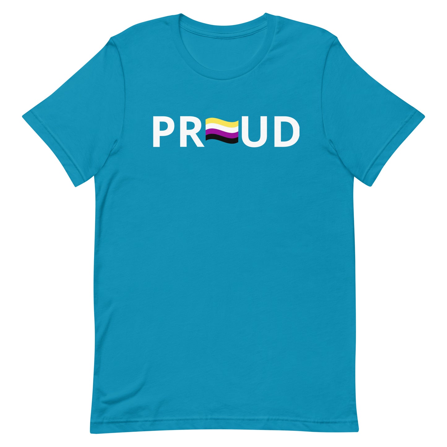 Nonbinary Enby Pride T-shirt - Proud Aqua Nonbinary unisex-staple-t-shirt-aqua-front-63ba3768215a6