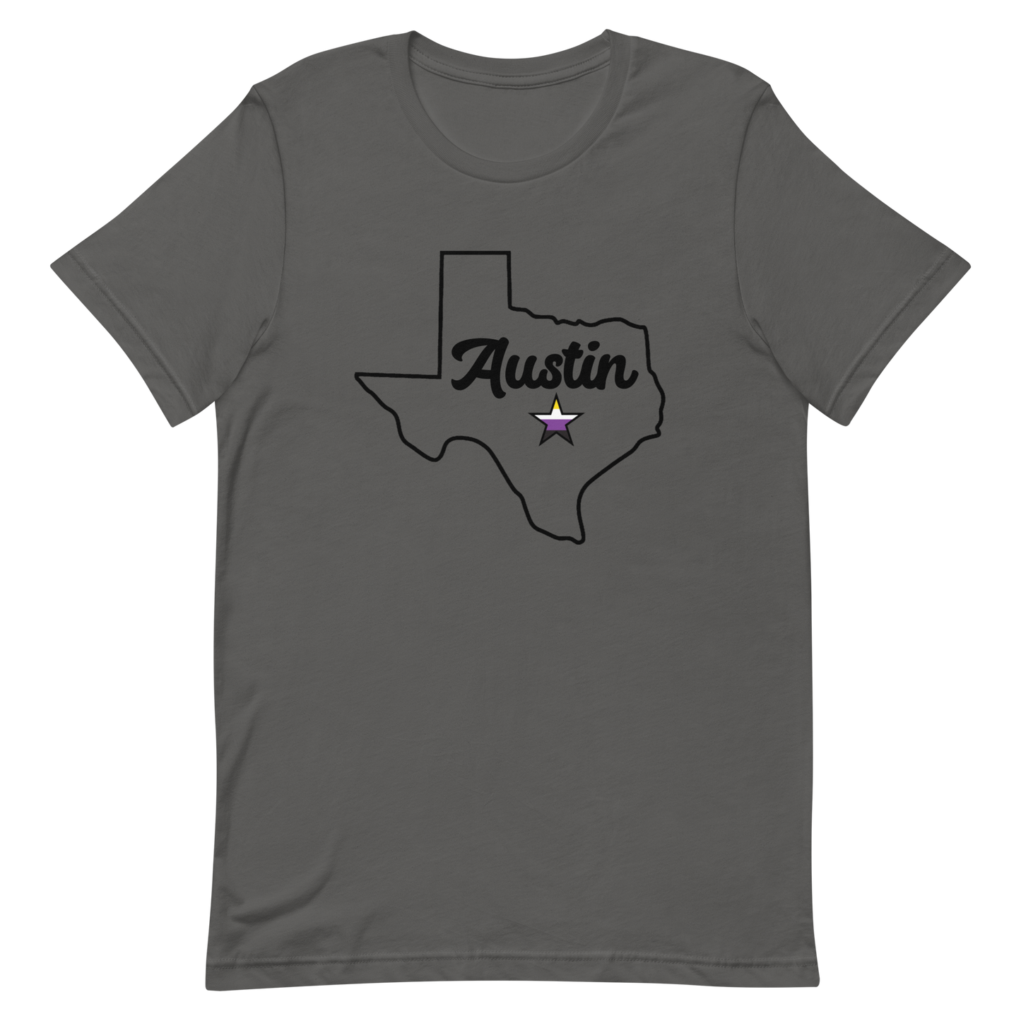 Austin Texas Nonbinary Star Tee Asphalt Nonbinary unisex-staple-t-shirt-asphalt-front-635b35957c598