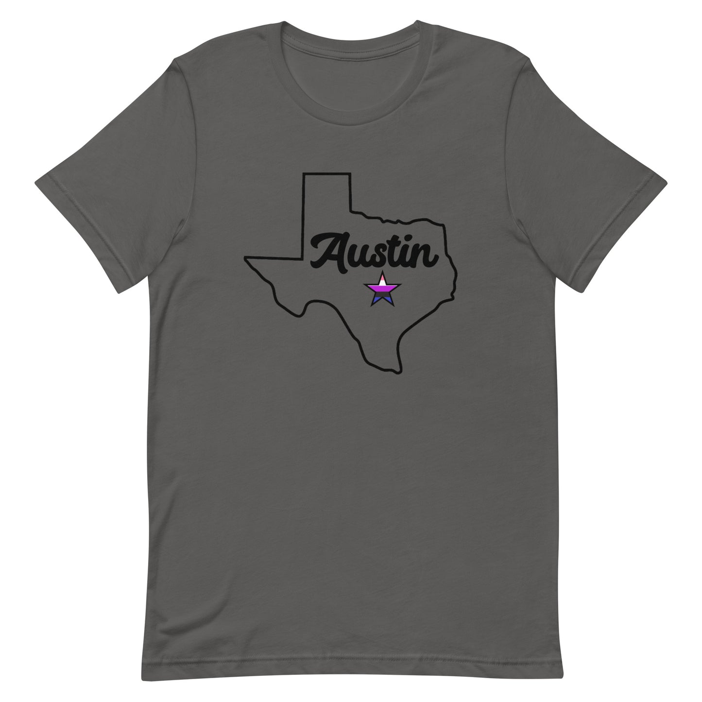 Austin Texas Genderfluid Star Tee Asphalt Genderfluid unisex-staple-t-shirt-asphalt-front-63b38be036be3_e4e08941-4a50-4b73-9fd4-b93ed092031e