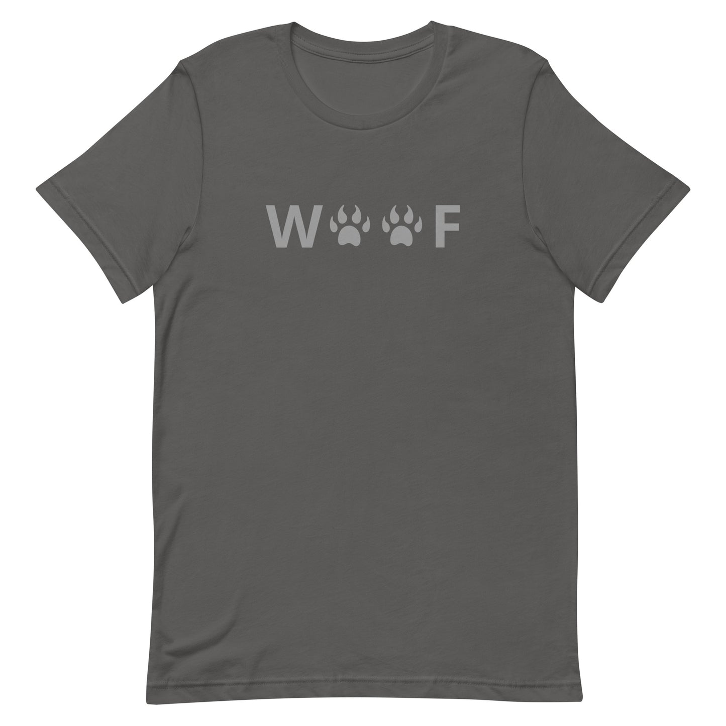 Woof T-shirt Asphalt Gay unisex-staple-t-shirt-asphalt-front-63b390cd8f24f