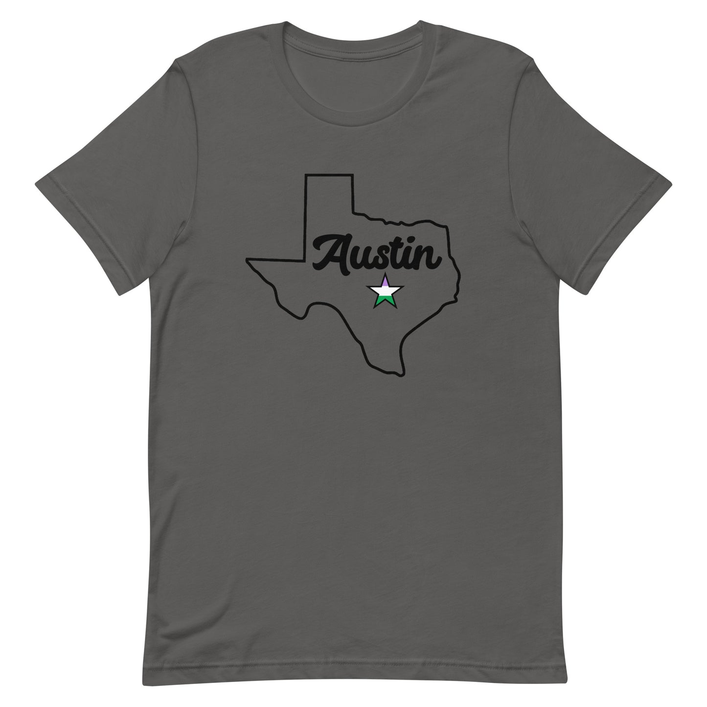 Austin Texas Genderqueer Star Tee Asphalt Genderqueer unisex-staple-t-shirt-asphalt-front-63b4ccaccd42b