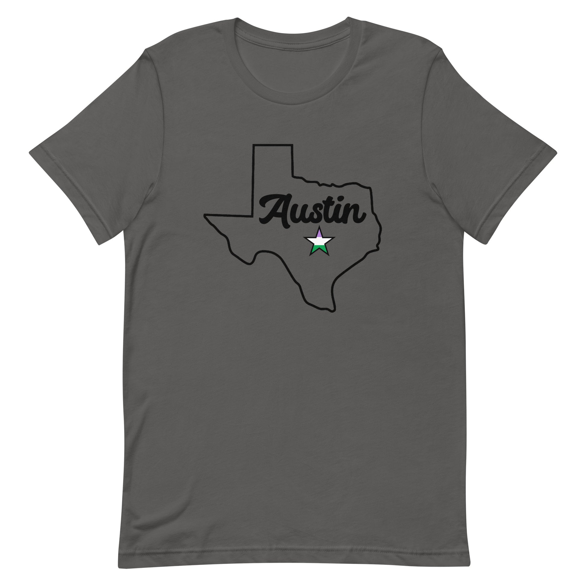 Austin Texas Genderqueer Star Tee Asphalt Genderqueer unisex-staple-t-shirt-asphalt-front-63b4ccaccd42b