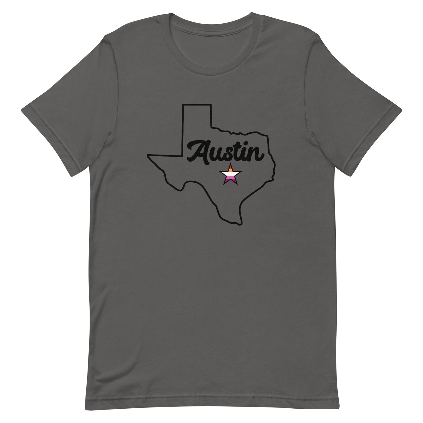 Austin Texas Lesbian Star Tee Asphalt Lesbian unisex-staple-t-shirt-asphalt-front-63b4ccd389a00