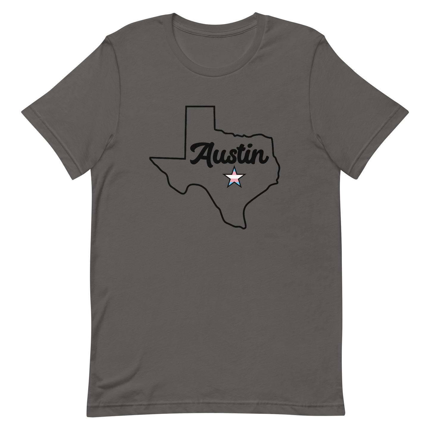 Austin Texas Trans Star Tee Asphalt Transgender unisex-staple-t-shirt-asphalt-front-63b4cda73097d