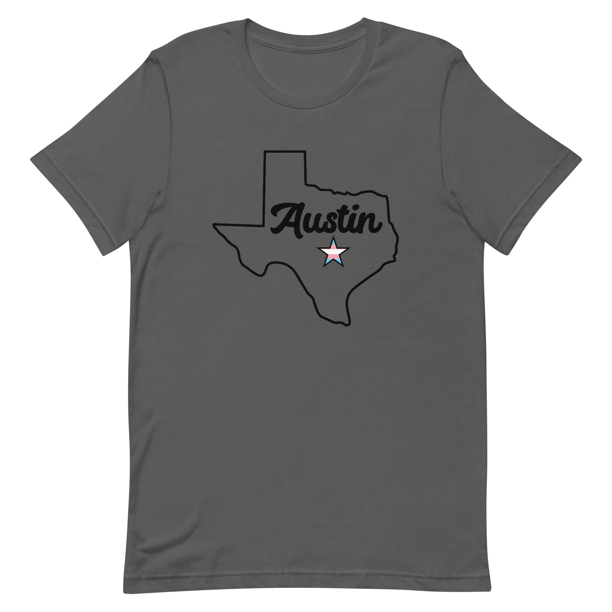 Austin Texas Trans Star Tee Asphalt Transgender unisex-staple-t-shirt-asphalt-front-63b4cda73097d