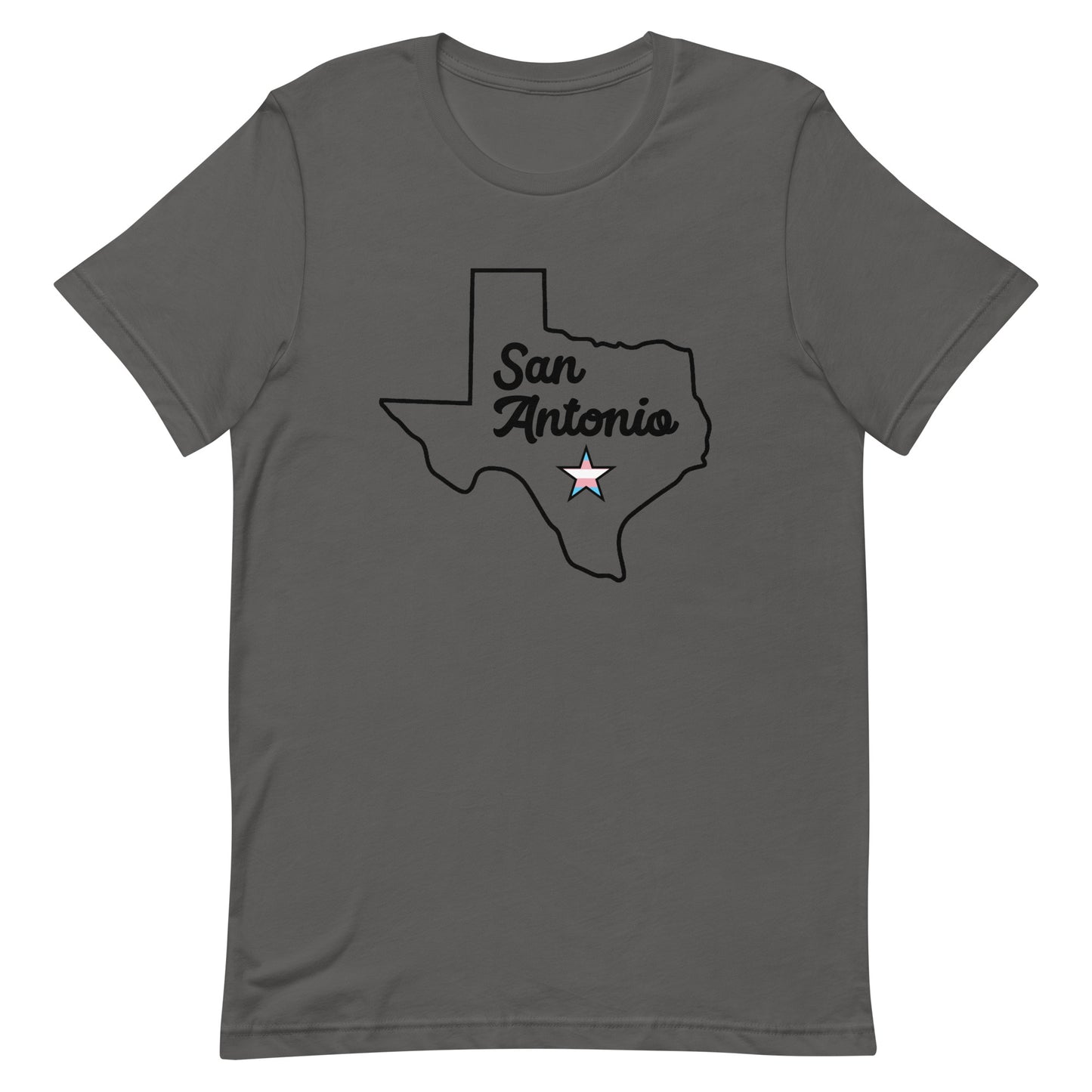 San Antonio Texas Transgender Star Tshirt Asphalt Transgender unisex-staple-t-shirt-asphalt-front-63b61c2285617