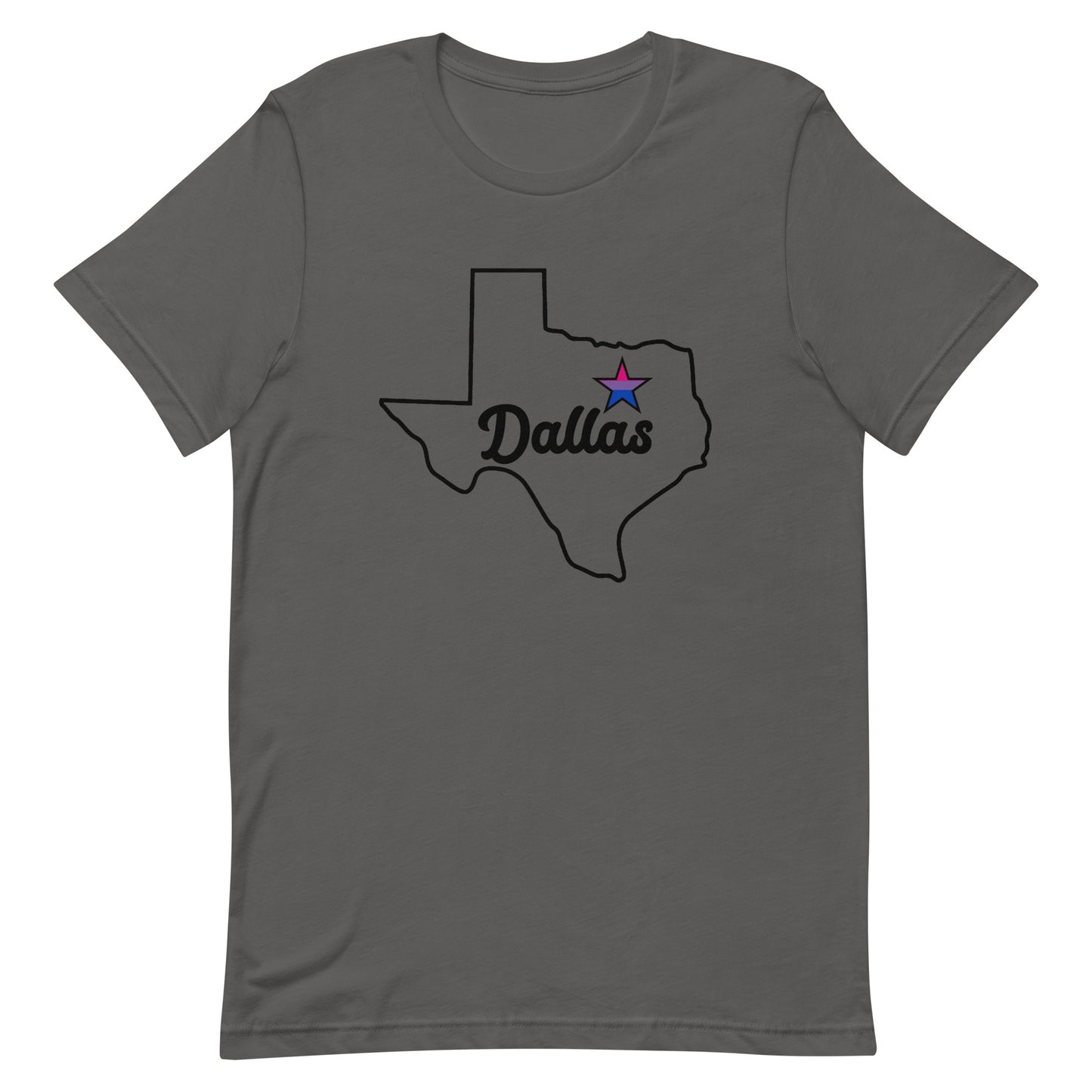 Dallas Texas Bisexual Star Tee Asphalt Bisexual unisex-staple-t-shirt-asphalt-front-63b62891060a6