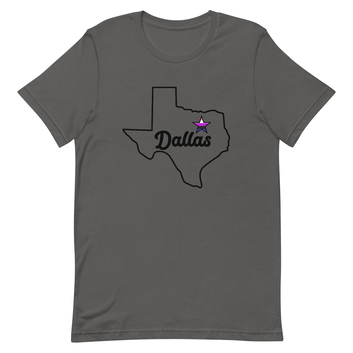 Dallas Texas Genderfluid Star Tee Asphalt Genderfluid unisex-staple-t-shirt-asphalt-front-63b6290019ebd