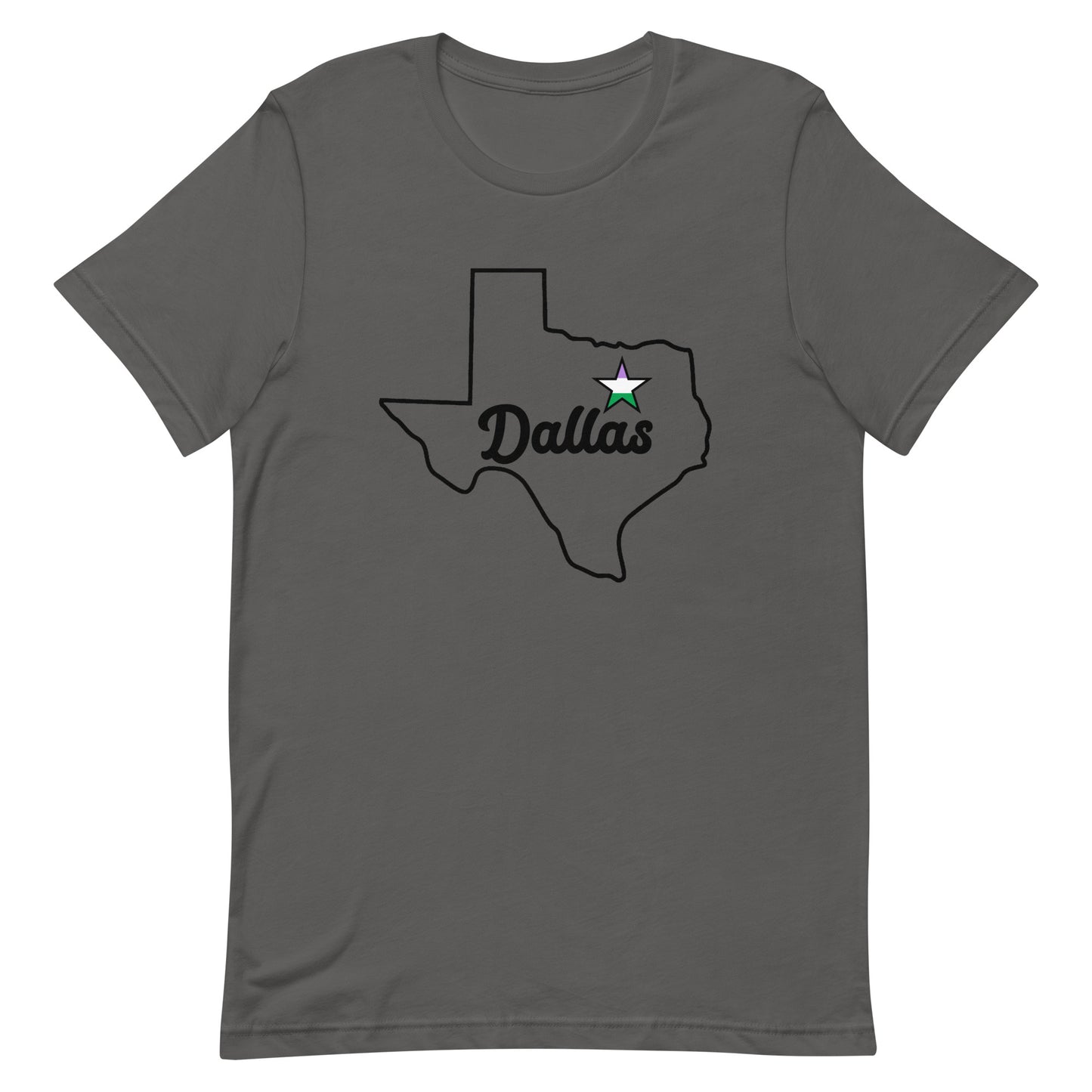 Dallas Texas Genderqueer Star Tee Asphalt Genderqueer unisex-staple-t-shirt-asphalt-front-63b62933cabbc