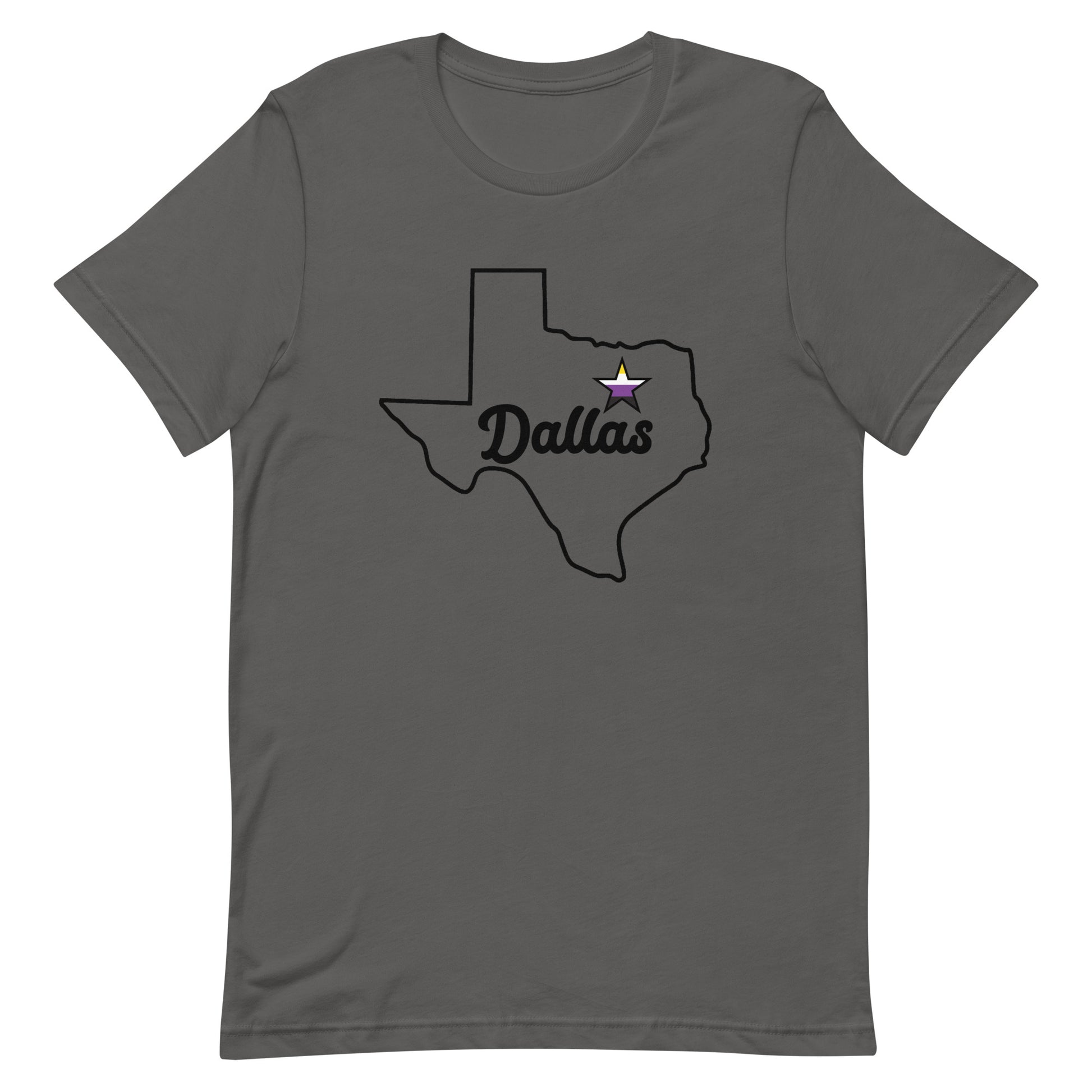 Dallas Texas Nonbinary Star Tee Asphalt Nonbinary unisex-staple-t-shirt-asphalt-front-63b62995a9a58