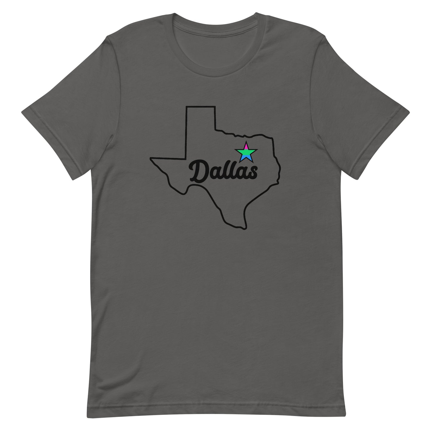 Dallas Texas Polysexual Star Tee Asphalt Polysexual unisex-staple-t-shirt-asphalt-front-63b629e683537